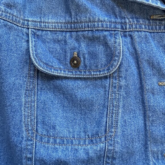 Woolrich Womens Denim Vest XL Button Front Sleeveless Rugged Outdoorwear Blue - Picture 3 of 5